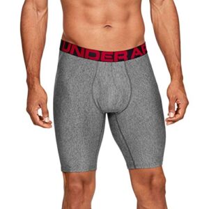 under armour mens tech 9-inch boxerjock 1-pack , jet gray light heather (010)/red , large