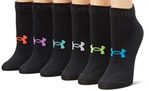 under armour women’s essential lightweight low cut socks, 6-pairs , black , medium