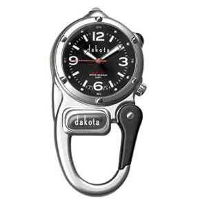 dakota 38601 watch company mini clip with microlight dial, silver/black