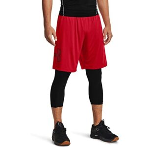 under armour mens tech graphic shorts , red (601)/black , x-large