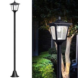 67″ solar lamp post lights outdoor 50 lumens, solar powered vintage street lights for garden, lawn, pathway, driveway, front/back door（planter not included）