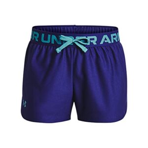 under armour girls play up solid shorts , (468) sonar blue / glacier blue / glacier blue , youth x-large