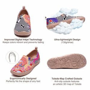 UIN Women's Walking Travel Shoes Slip On Canvas Casual Loafers Lightweight Comfort Fashion Sneaker Flying Dragon (9.5)