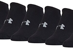 Under Armour Women's Essential Charged Cotton No Show Liner Socks (6 Pack), Black, Medium