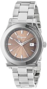 salvatore ferragamo women’s ff3060013 1898 stainless steel mink sunray dial date watch