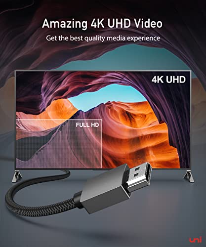 uni DisplayPort to HDMI 4K Cable 10FT, High Speed(1440P@60Hz 1080P@120Hz) Unidirectional DP to HDMI Cable Cord [Aluminum Shell, Nylon Braid] Compatible with HP, DELL, GPU, AMD, NVIDIA etc.