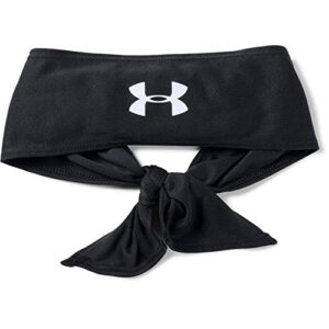 under armour adult tie headband , black (001)/white , one size fits all
