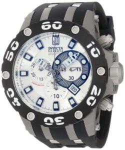 jason taylor for invicta collection 12948 reserve chronograph silver sunray dial black polyurethane watch