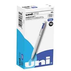 uni-ball uniball one gel pen, 12 blue pens, medium point 0.7mm gel pens, fine point, smooth writing pens, home office supplies, colored pens, ink pens, ballpoint pens, bulk pens for journaling