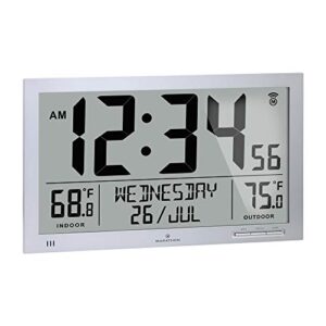 marathon atomic full calendar clock with extra large digits indoor and outdoor temperature