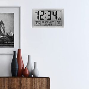 MARATHON Atomic Full Calendar Clock with Extra Large Digits Indoor and Outdoor Temperature