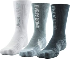 under armour men’s standard elevated novelty crew socks, 3-pairs, black/jet gray assorted, large