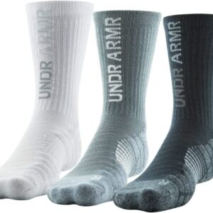 Under Armour Men's Standard Elevated Novelty Crew Socks, 3-Pairs, Black/Jet Gray Assorted, Large