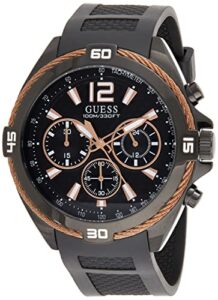 guess 45 mm surge copper wire sunray textured dial silicone strap w1168g3 black one size