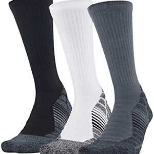 Under Armour Adult Elevated Performance Crew Socks, 3-Pairs , Pitch Gray 1 Assorted , Large