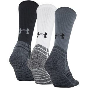 Under Armour Adult Elevated Performance Crew Socks, 3-Pairs , Pitch Gray 1 Assorted , Large