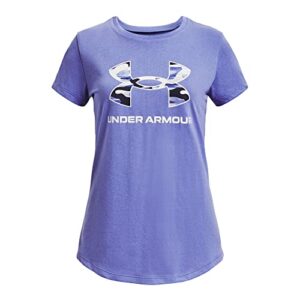 under armour girls’ standard live sportstyle graphic short-sleeve t-shirt, (495) baja blue / / white, large