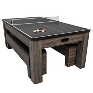 atomic northport 3-in-1 dining table with air-powered hockey and table tennis, black