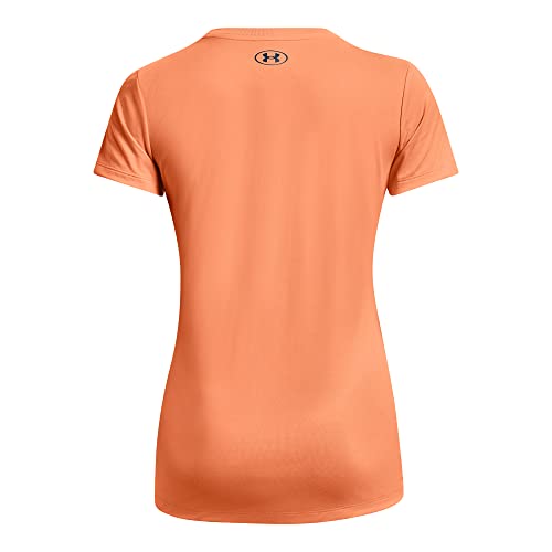 Under Armour Women's Standard Tech Solid Script Short Sleeve T-Shirt, (906) Orange Tropic/Downpour Gray/White, Medium