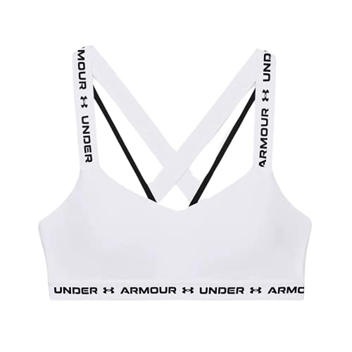 Under Armour Women's Crossback Low Bra , White (100)/Black , Medium