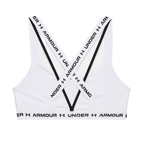 Under Armour Women's Crossback Low Bra , White (100)/Black , Medium