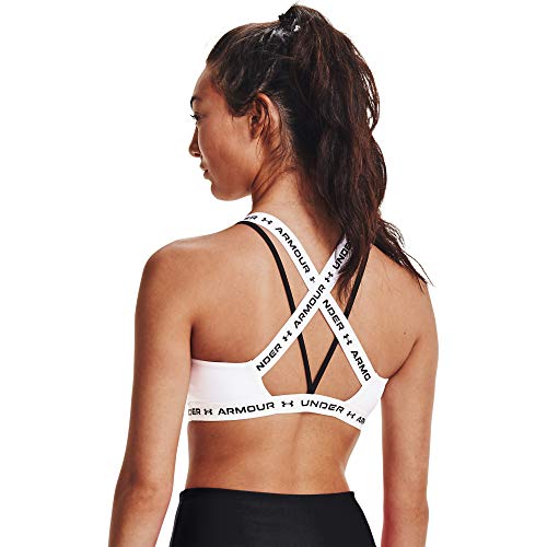 Under Armour Women's Crossback Low Bra , White (100)/Black , Medium