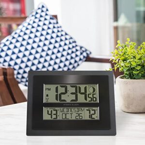 La Crosse Technology 513-75624-INT Digital Atomic Clock with Outdoor Temperature and Moon Phase,Black