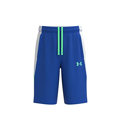 Under Armour Boys' Standard Baseline Basketball Shorts, (486) Versa Blue/White/Antifreeze, Youth Medium