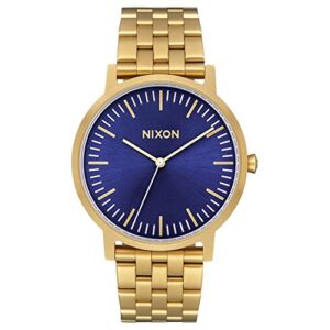 nixon porter all gold blue sunray a10572735 men’s gold watch