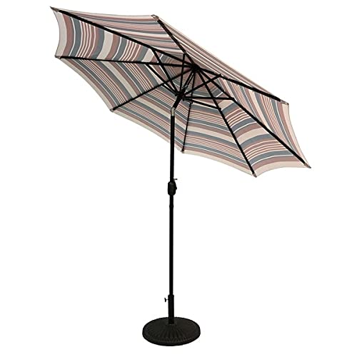 Sun-Ray 9 ft. Round Solar Lighted Umbrella - Steel - 8Rib, (Pack of 2)