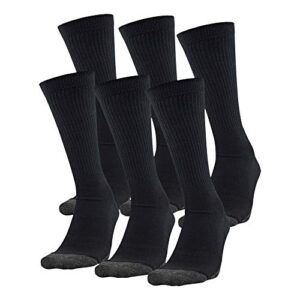 under armour adult performance tech crew socks, multipairs , black (6-pairs) , large