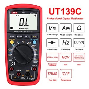 UNI-T UT139C Digital Multimeter Auto Range True RMS Meter Handheld Tester 6000 Count Voltmeter Temperature Test