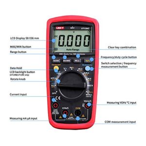 UNI-T UT139C Digital Multimeter Auto Range True RMS Meter Handheld Tester 6000 Count Voltmeter Temperature Test