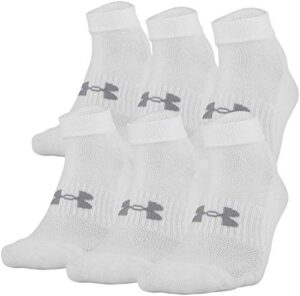 under armour adult training cotton low cut socks, multipairs , white (6-pairs) , large