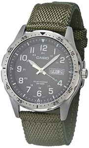 casio men’s stainless steel solar powered cloth strap, green, 22 casual watch (model: mtp-s120l-3avcf)