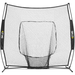 sklz portable baseball and softball hitting net with vault, black, 7 x 7 feet