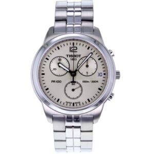 tissot pr100 gts chronograph silver sunray dial men’s watch #t049.417.11.037.00