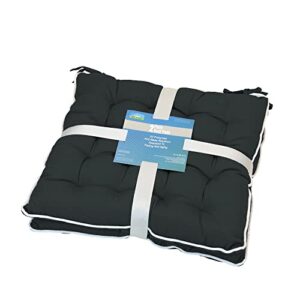 sun-ray flame retardant filling, 2 pillows, black patio seat cushion, 2pk, 2 count