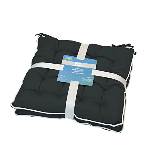 Sun-Ray Flame Retardant Filling, 2 Pillows, Black Patio Seat Cushion, 2pk, 2 Count