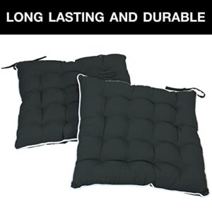 Sun-Ray Flame Retardant Filling, 2 Pillows, Black Patio Seat Cushion, 2pk, 2 Count