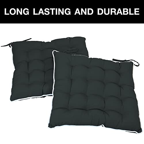 Sun-Ray Flame Retardant Filling, 2 Pillows, Black Patio Seat Cushion, 2pk, 2 Count