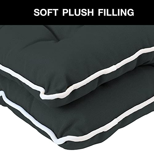 Sun-Ray Flame Retardant Filling, 2 Pillows, Black Patio Seat Cushion, 2pk, 2 Count