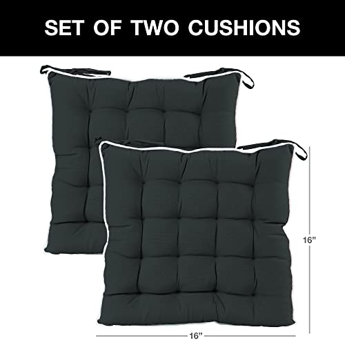 Sun-Ray Flame Retardant Filling, 2 Pillows, Black Patio Seat Cushion, 2pk, 2 Count