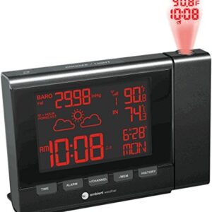 Ambient Weather RC-8401 Projection Clock with Forecast, Barometer, Atomic Clock and Indoor/Outdoor Temperature Color Changing Display