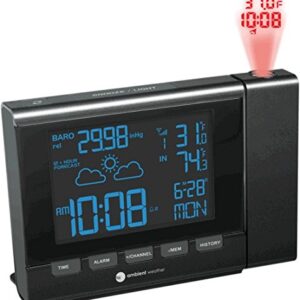Ambient Weather RC-8401 Projection Clock with Forecast, Barometer, Atomic Clock and Indoor/Outdoor Temperature Color Changing Display