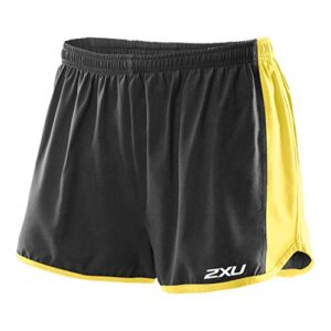 2xu men’s momentum shorts, x-large, black/sunray yellow
