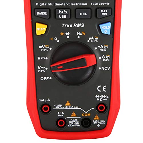 UNI-T Digital Multimeter UT161B, True RMS 6000 Counts 1000V AC/DC NCV, Measures Voltage Current Resistance Capacitance Frequency Duty Cycle, Tests Diodes Transistors