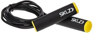 sklz adjustable jump rope with padded grips , black/yellow