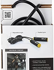 SKLZ Adjustable Jump Rope with Padded Grips , Black/Yellow