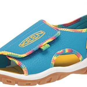 KEEN Knotch River Open Toe Sandals, Tie Dye/Vivid Blue, 3 US Unisex Big Kid